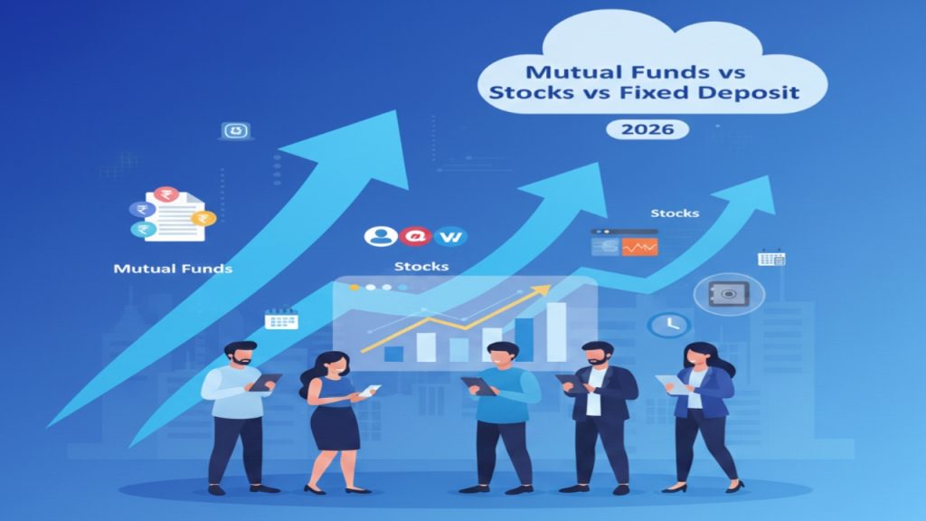 Mutual funds vs stocks vs fixed deposit comparison for beginners in India 2026